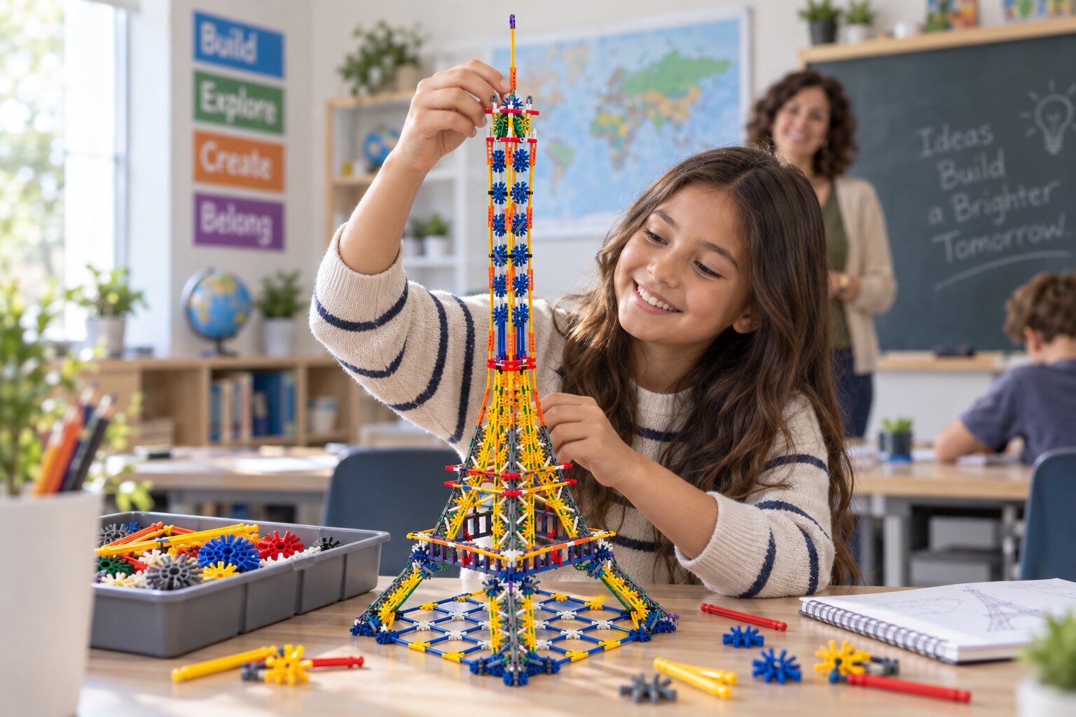 Aluna construindo a Torre Eiffel